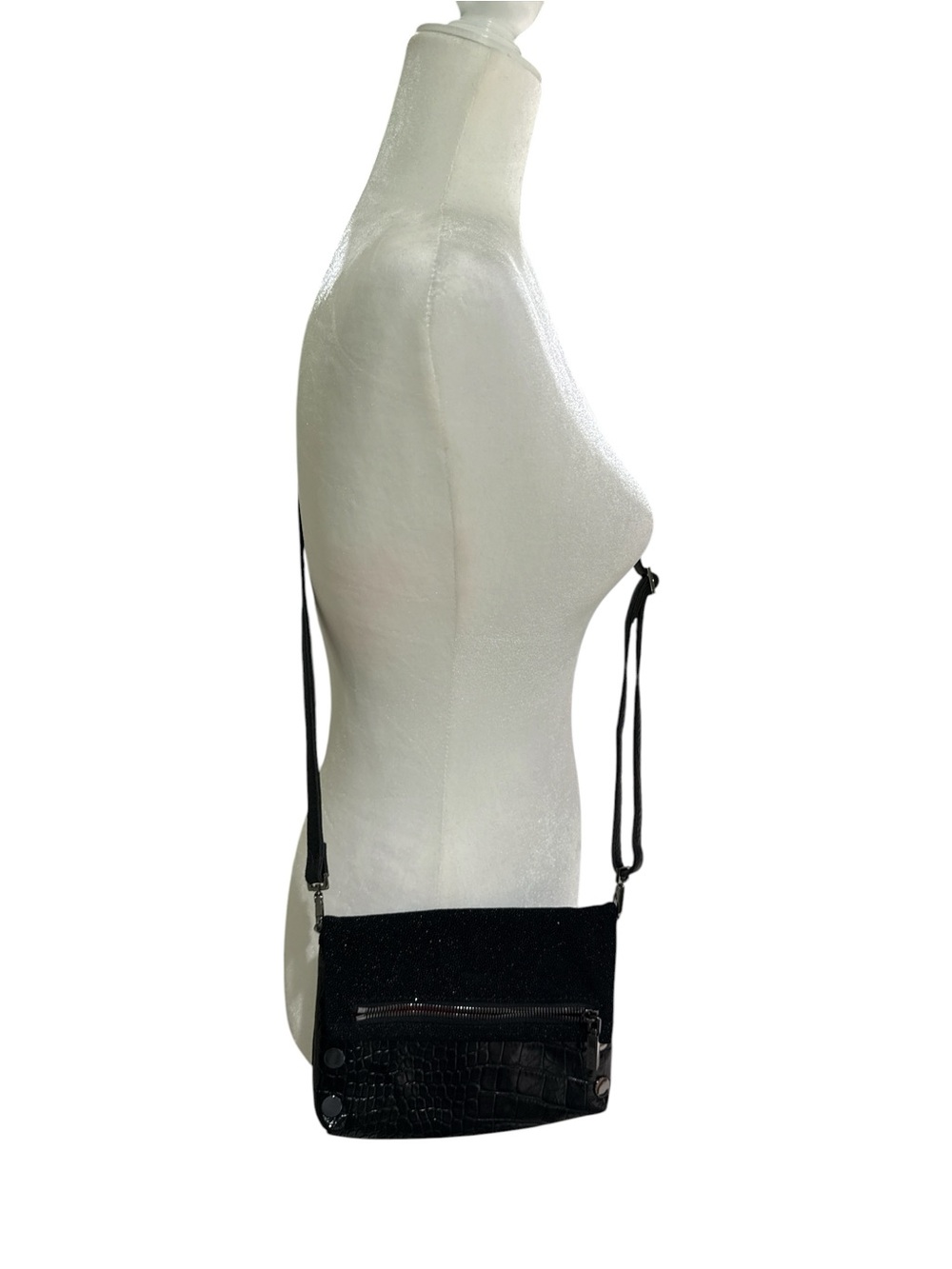 Hammitt Black Crossbody Shoulder Bag with Croc Accent